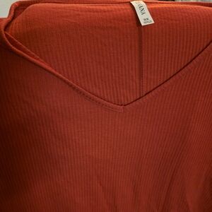 Zara Scarlet Ribbed V-Neck Top